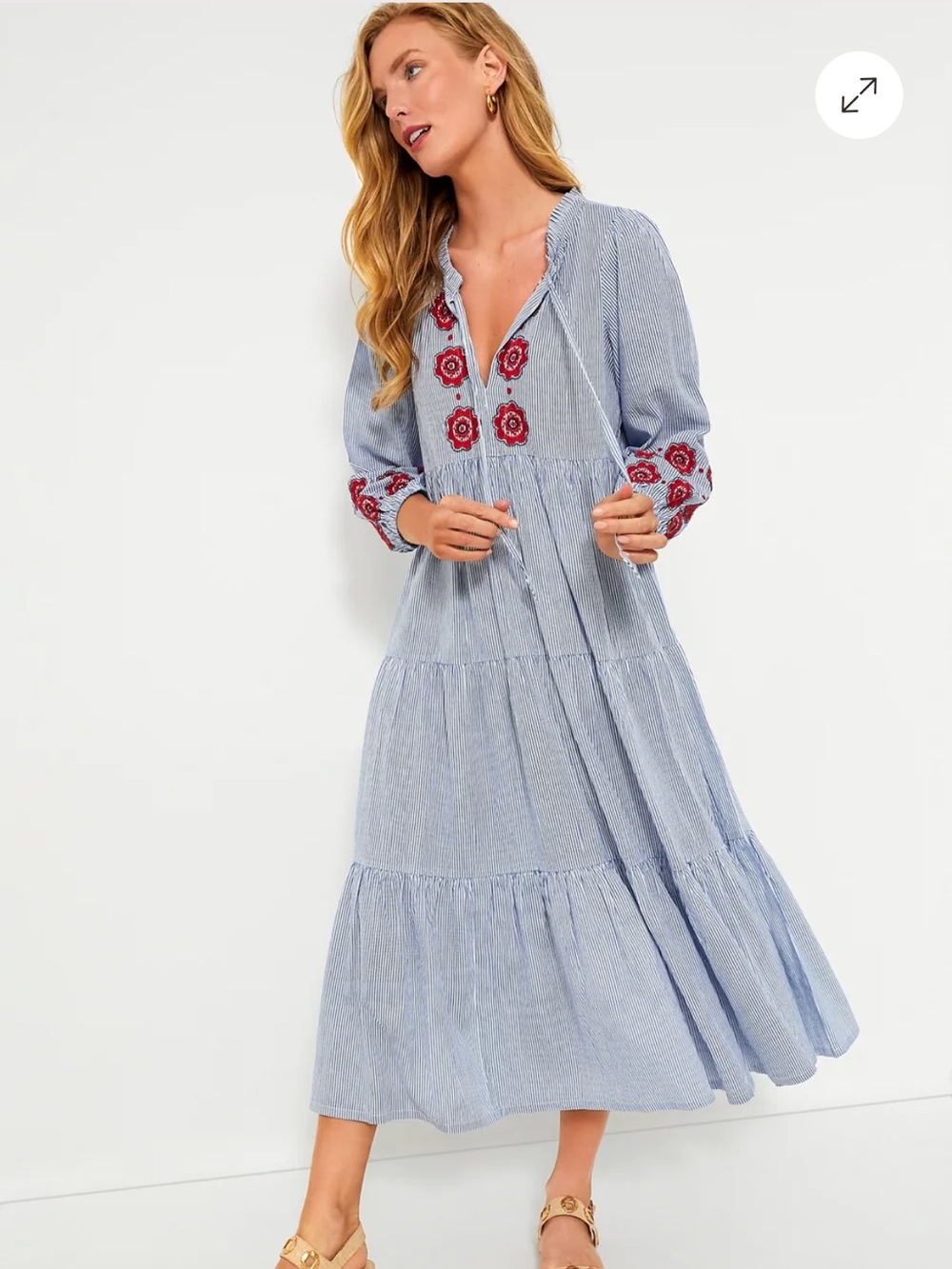 TUCKERNUCK BEACH Poppy Stripe Long Sleeve Salty Paloma Caftan Size XXL NWT